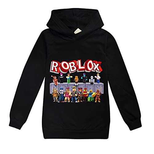 Jungen Kinder Cartoon Sweatshirt Hoodie Langarm Sportswear Casual Pullover Trainingsanzug Ro-blox Spiel Geschenk Gr. 11-12 Jahre, Schwarz von CKCKTZ