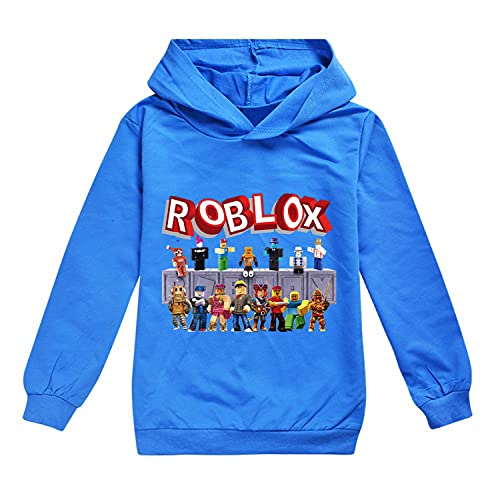 Jungen Kinder Cartoon Sweatshirt Hoodie Langarm Sportswear Casual Pullover Trainingsanzug Ro-blox Spiel Geschenk Gr. 11-12 Jahre, blau von CKCKTZ