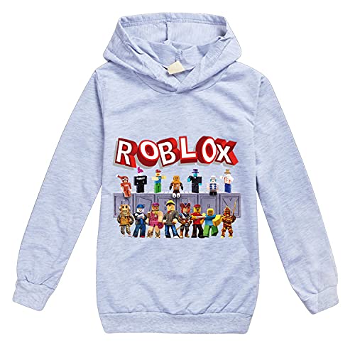 Jungen Kinder Cartoon Sweatshirt Hoodie Langarm Sportswear Casual Pullover Trainingsanzug Ro-blox Spiel Geschenk Gr. 12- 13 Jahre, grau von CKCKTZ