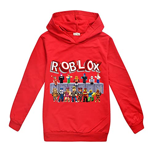 Jungen Kinder Cartoon Sweatshirt Hoodie Langarm Sportswear Casual Pullover Trainingsanzug Ro-blox Spiel Geschenk Gr. 5-6 Jahre, rot von CKCKTZ