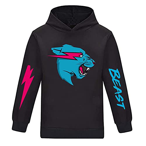 Mr Beast Hoodies für Jungen Mädchen Pullover Sweatshirt Kinder Cartoon Langarm Shirt Klassisches Tops Pullover, Schwarz , 4-5 Jahre von CKCKTZ