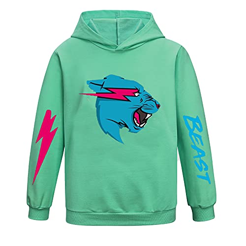 Mr Beast Hoodies für Jungen Mädchen Pullover Sweatshirt Kinder Cartoon Langarm Shirt Klassisches Tops Pullover, grün, 11-12 Jahre von CKCKTZ