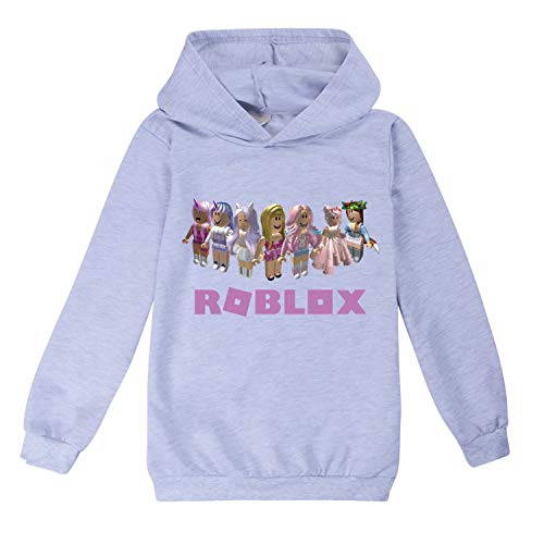 Ro-blox Hoodies für Mädchen Jungen Mode Sweatshirt Kinder Langarm Pullover Trainingsanzug Neuheit Niedlich, grau, 7 Jahre von CKCKTZ