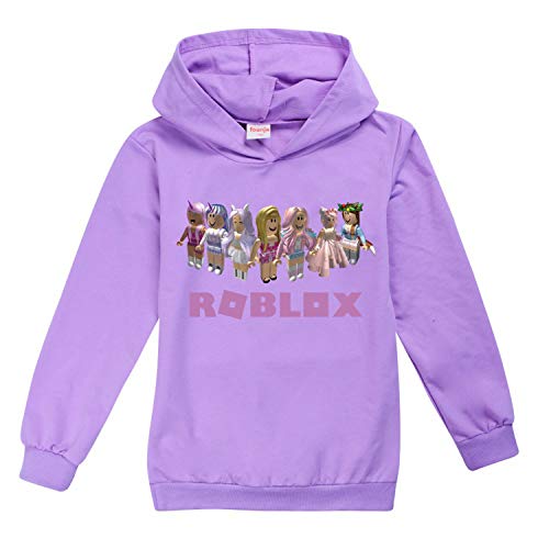 Ro-blox Kapuzenpullover für Mädchen und Jungen, modisches Sweatshirt, langärmelig, Trainingsanzug, niedlich, violett, 7 Jahre von CKCKTZ