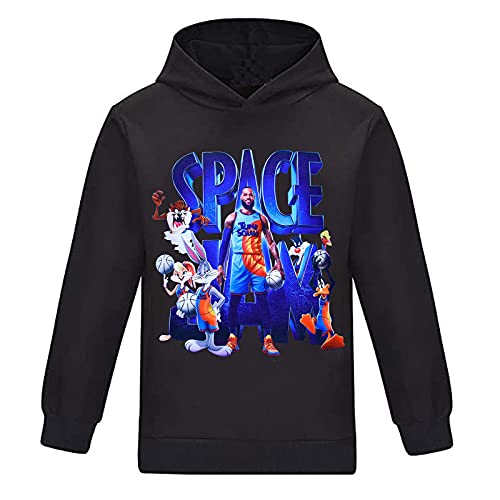 Space-Jam Pullover für Jungen, langärmelig, mit Kapuze, Schwarz , 5-6 Jahre von CKCKTZ