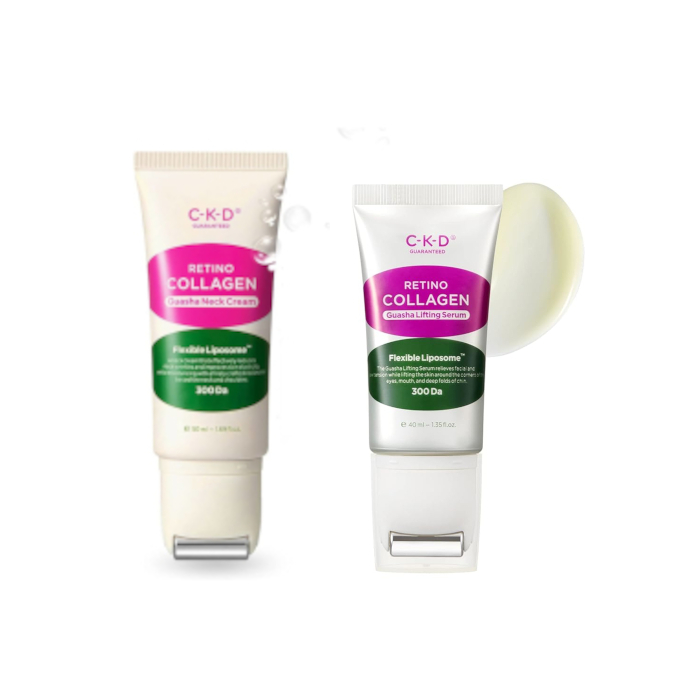 CKD - Retino Collagen Guasha Neck Cream - 50ml & Small Molecule 300 Guasha Lifting Serum - 40ml Set von CKD