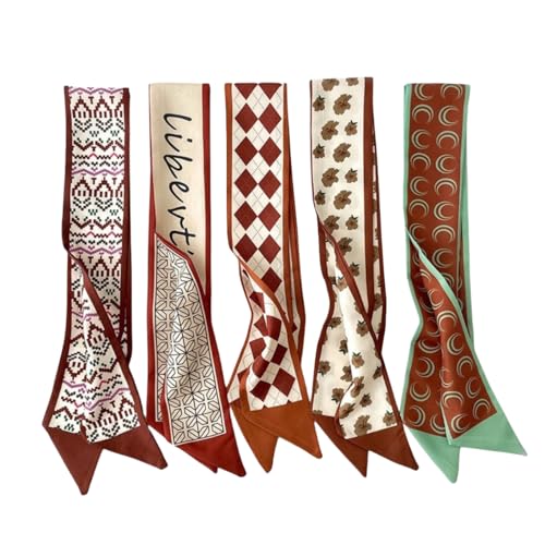 Retro Stil Damen Seidenschal Frühling Sommer Schmales Band Stirnband Handtasche Dekoration Langer Schal Damen Seide Haarband Haarbänder für Frauen Handtasche Seidenschal Satin Haarwickel (Rot, 5PCS) Retro Stil Damen Seidenschal Frühling Sommer Schmales Band Stirnband Handtasche Dekoration Langer Schal Damen Seide Haarband Haarbänder für Frauen Handtasche Seidenschal Satin Haarwickel (Rot, 5PCS) von CKFPS