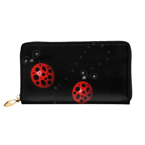 CKGODGF Art Ladybug Tracks Print Modische Leder lange Geldbörse für Damen und Herren mit Reißverschluss, geeignet für Reisen von CKGODGF