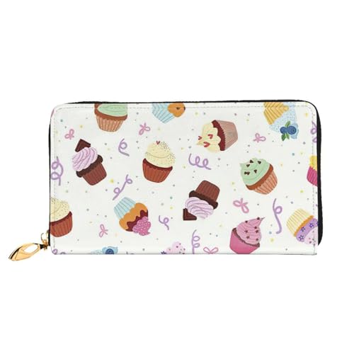 CKGODGF Delicious Cupcakes Print Fashion Leather Long Wallet for Men and Women with Zipper,Suitable for Travel von CKGODGF