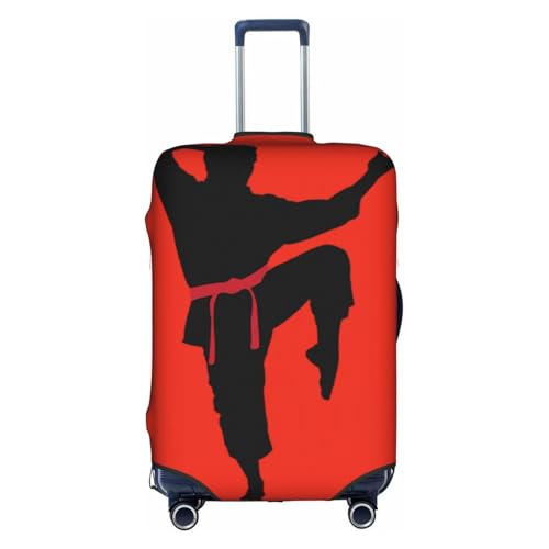 CKGODGF Elastischer Gepäckbezug mit Karate-Männer-Aufdruck, personalisierte Gepäckabdeckung mit Reißverschluss., weiß, L von CKGODGF
