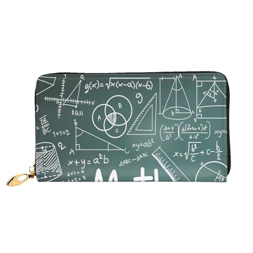 CKGODGF Formulas Shapes Theory Mathematikunterricht Wortdruck Modische Leder lange Geldbörse für Damen und Herren mit Reißverschluss, geeignet für Reisen von CKGODGF