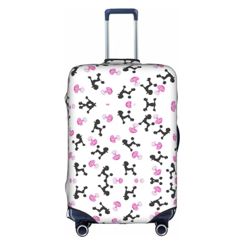 CKGODGF Girly Pink Parfümflasche und Pudel-Druck, elastische Gepäckabdeckung, personalisierbare Gepäckabdeckung mit Reißverschluss., weiß, L von CKGODGF