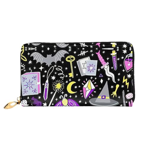 CKGODGF Magic Witch Witchcraft Bohemian Drawing Print Fashionable Leather Long Wallet for Men and Women with Zipper,Suitable for Travel von CKGODGF