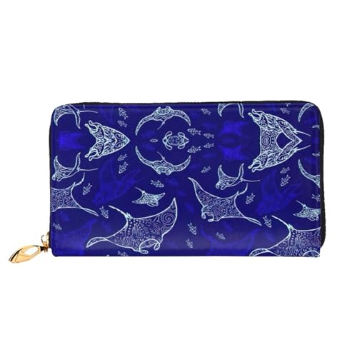 CKGODGF Manta Ray and Fish Print Fashion Leather Long Wallet for Men and Women with Zipper,Suitable for Travel von CKGODGF