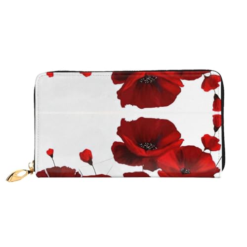 CKGODGF Modische Ledergeldbörse für Damen und Herren, mit Reißverschluss, geeignet für Reisen, Rot von CKGODGF