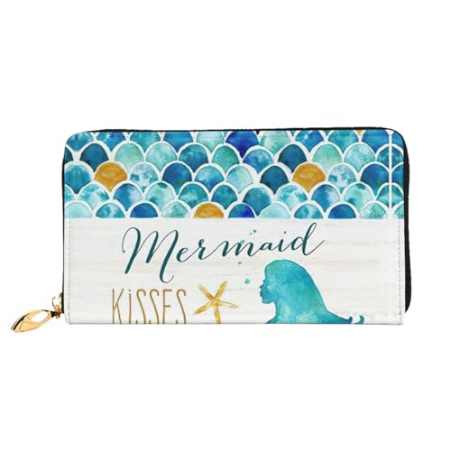 CKGODGF Modische Ledergeldbörse im Retro-Meerjungfrauen-Druck, lange Geldbörse für Damen und Herren, mit Reißverschluss, geeignet für Reisen CKGODGF Modische Ledergeldbörse im Retro-Meerjungfrauen-Druck, lange Geldbörse für Damen und Herren, mit Reißverschluss, geeignet für Reisen von CKGODGF
