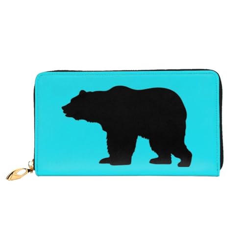 CKGODGF Modische Ledergeldbörse mit Bärenmuster, lange Geldbörse für Damen und Herren, mit Reißverschluss, geeignet für Reisen von CKGODGF