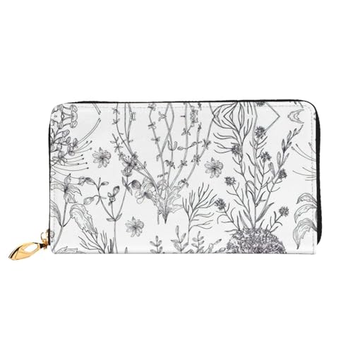 CKGODGF Modische Ledergeldbörse mit Blumen- und Kräuterpflanzen-Druck, lange Geldbörse für Damen und Herren, mit Reißverschluss, geeignet für Reisen CKGODGF Modische Ledergeldbörse mit Blumen- und Kräuterpflanzen-Druck, lange Geldbörse für Damen und Herren, mit Reißverschluss, geeignet für Reisen von CKGODGF