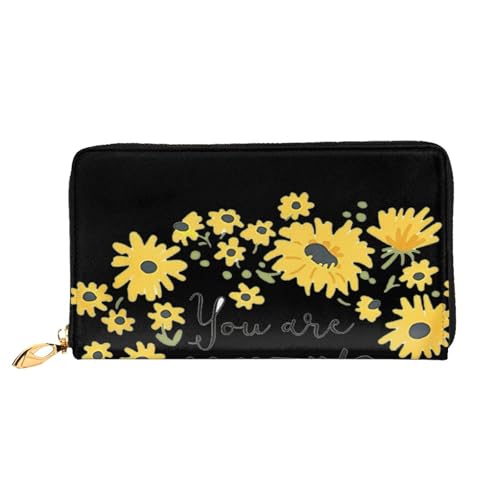 CKGODGF Modische Ledergeldbörse mit Gänseblümchen-Motiv, lange Geldbörse für Damen und Herren, mit Reißverschluss, geeignet für Reisen CKGODGF Modische Ledergeldbörse mit Gänseblümchen-Motiv, lange Geldbörse für Damen und Herren, mit Reißverschluss, geeignet für Reisen von CKGODGF