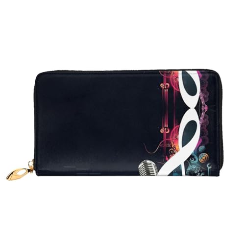 CKGODGF Modische Ledergeldbörse mit Musiknoten-Aufdruck, lange Geldbörse für Damen und Herren, mit Reißverschluss, geeignet für Reisen CKGODGF Modische Ledergeldbörse mit Musiknoten-Aufdruck, lange Geldbörse für Damen und Herren, mit Reißverschluss, geeignet für Reisen von CKGODGF