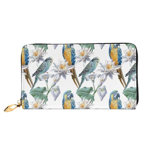 CKGODGF Modische Ledergeldbörse mit Papageien auf Ästen, lange Geldbörse für Damen und Herren, mit Reißverschluss, geeignet für Reisen CKGODGF Modische Ledergeldbörse mit Papageien auf Ästen, lange Geldbörse für Damen und Herren, mit Reißverschluss, geeignet für Reisen von CKGODGF
