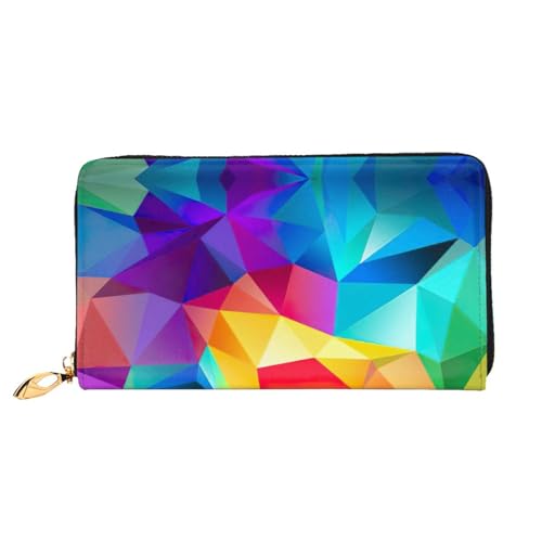 CKGODGF Modische Ledergeldbörse mit Regenbogen-geometrischem Druck, lange Geldbörse für Damen und Herren, mit Reißverschluss, geeignet für Reisen von CKGODGF
