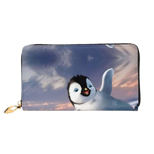 CKGODGF Modische Ledergeldbörse mit glücklichem Pinguin-Aufdruck, lange Geldbörse für Damen und Herren, mit Reißverschluss, geeignet für Reisen CKGODGF Modische Ledergeldbörse mit glücklichem Pinguin-Aufdruck, lange Geldbörse für Damen und Herren, mit Reißverschluss, geeignet für Reisen von CKGODGF