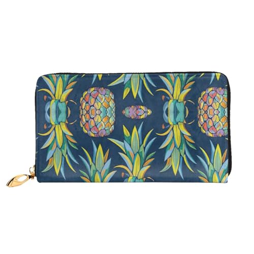CKGODGF Modische Ledergeldbörse mit tropischem Frucht-Ananas-Druck, lange Geldbörse für Damen und Herren, mit Reißverschluss, geeignet für Reisen CKGODGF Modische Ledergeldbörse mit tropischem Frucht-Ananas-Druck, lange Geldbörse für Damen und Herren, mit Reißverschluss, geeignet für Reisen von CKGODGF