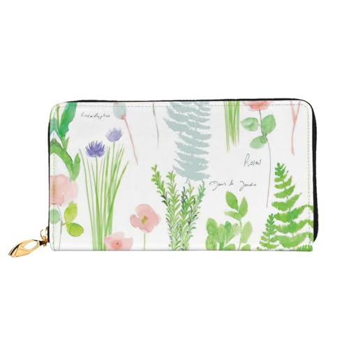 CKGODGF Springtime Damen-Geldbörse mit Kräutergarten-Aufdruck, modisches Leder, lang, mit Reißverschluss, geeignet für Reisen von CKGODGF