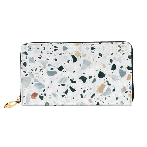 CKGODGF Terrazzo Geldbörse aus Leder, lang, mit Reißverschluss, geeignet für Reisen von CKGODGF