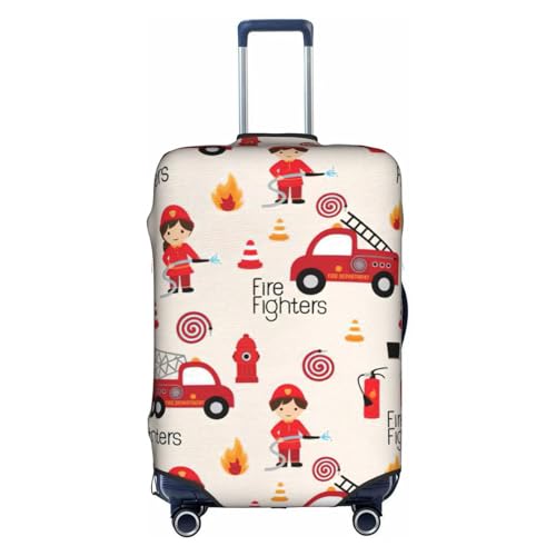 Elastische Gepäckabdeckung mit Aufdruck "Little Boys and Girls in Firefighters", personalisierbar mit Reißverschluss., weiß, XL von CKGODGF