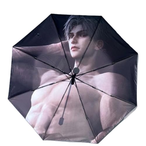 CKHOF Qin che Love and Deepspace Auto-Regenschirm – Rafayel Xavier Zayne Cartoon-Sonnenschirm mit UV-Schutz, kompaktes Reise-Design (Game Merch) (Qin Che: Protector's Pledge Stormproof Umbrella) von CKHOF