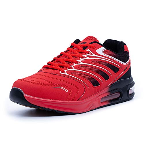 CKK Damen Herren Laufschuhe Leichte Sportschuhe Atmungsaktive Sneaker Bequeme Turnschuhe, Rot-Schwarz 46 EU von CKK