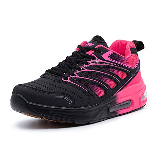 CKK Damen Laufschuhe Leichte Sportschuhe Atmungsaktive Sneaker Bequeme Turnschuhe, Schwarz-Pink 38 EU von CKK