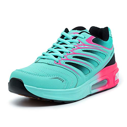 CKK Damen Laufschuhe Leichte Sportschuhe Atmungsaktive Sneaker Bequeme Turnschuhe, Türkis-Schwarz-Pink 41 EU von CKK