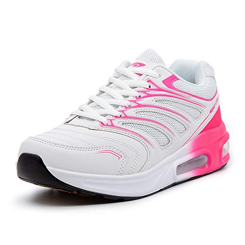 CKK Damen Laufschuhe Leichte Sportschuhe Atmungsaktive Sneaker Bequeme Turnschuhe, Weiß-Pink 39 EU von CKK