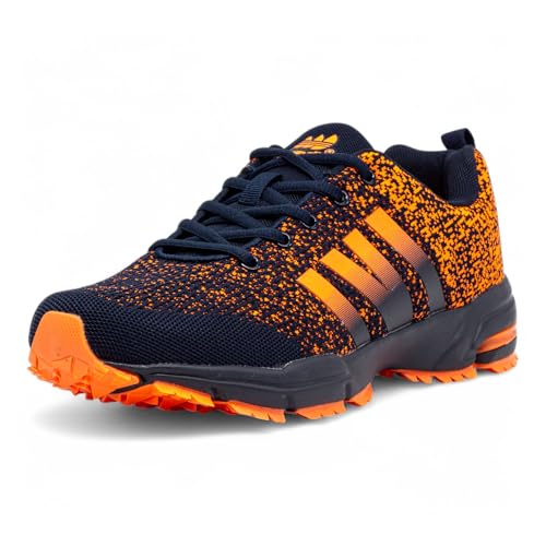CKK Herren Laufschuhe Leicht Sportschuhe Atmungsaktive Traillaufschuhe Rutschsichere Turnschuhe, Blau Orange 45 von CKK
