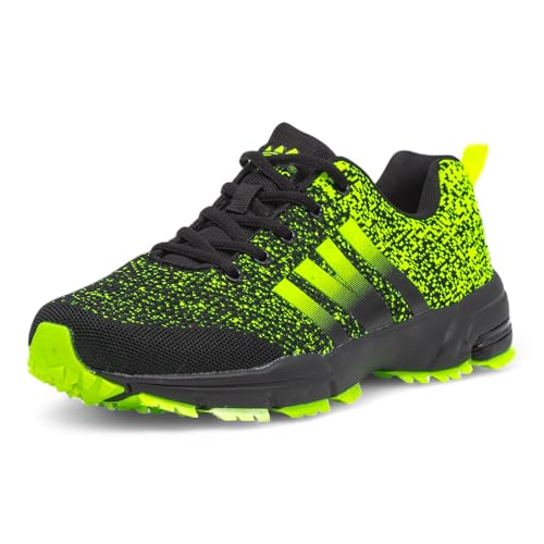 CKK Herren Laufschuhe Leicht Sportschuhe Atmungsaktive Traillaufschuhe Rutschsichere Turnschuhe, Schwarz Grün 47 von CKK