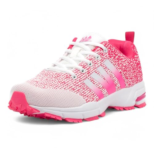 CKK Herren Laufschuhe Leicht Sportschuhe Atmungsaktive Traillaufschuhe Rutschsichere Turnschuhe, Weiß Pink 41 von CKK