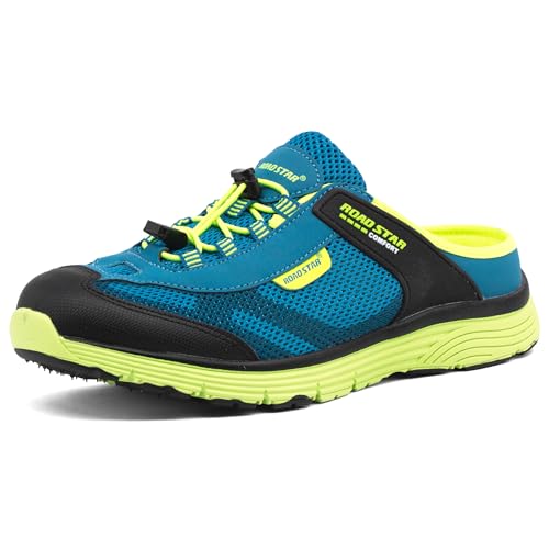 CKK Herren Sabots leichte Hausschuhe atmungsaktive Clogs Bequeme Pantoffel, Blau-Grün 45 EU von CKK