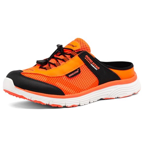 CKK Herren Sabots leichte Hausschuhe atmungsaktive Clogs Bequeme Pantoffel, Orange-Schwarz 43 EU von CKK