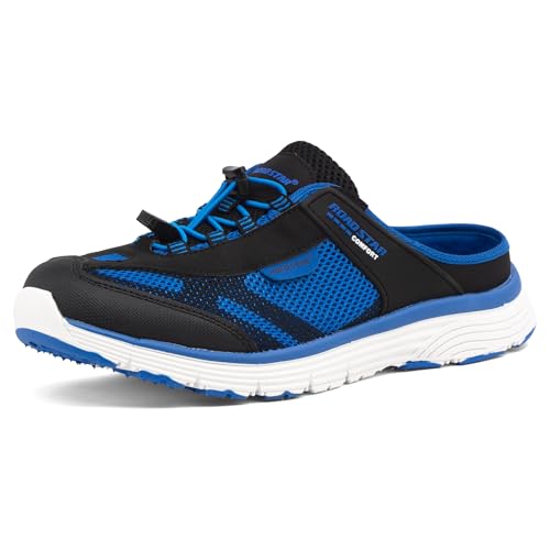 CKK Herren Sabots leichte Hausschuhe atmungsaktive Clogs Bequeme Pantoffel, Schwarz-Blau 41 EU von CKK