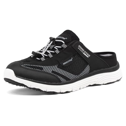 CKK Herren Sabots leichte Hausschuhe atmungsaktive Clogs Bequeme Pantoffel, Schwarz-Grau 46 EU von CKK