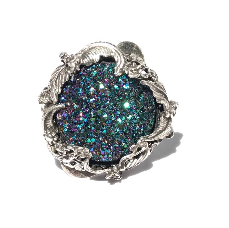 Ring Druzy Mit Sterling Silber Blumen Ring Druzy Mit Sterling Silber Blumen von CKSilverDesigns