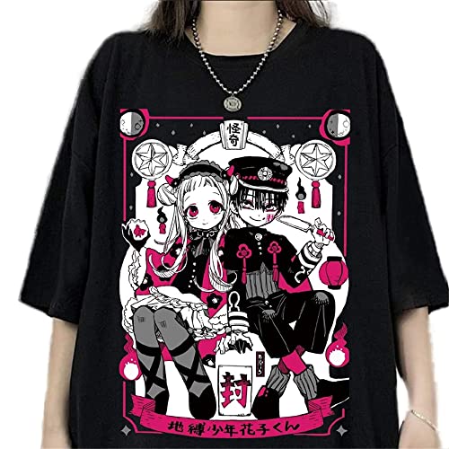 CKurityn Harajuku T-Shirt Horror Comics Toilet Bound Hanako Kun T-Shirt Gothic Cartoon Anime Print Japanischer Stil T Shirts Top Damen von CKurityn