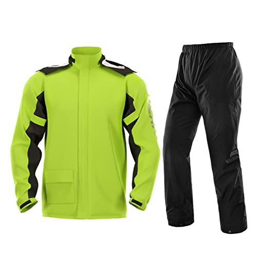 CL-ZZZ Motorrad Radfahren Erwachsenen Regenanzug Sets (Jacke und Hose) Leichter Wasserdichter Regenmantel, Atmungsaktive Regenjacke mit Kapuze, Splits Jacke Hosen Sets (Farbe : Green, Size : L) von CL-ZZZ