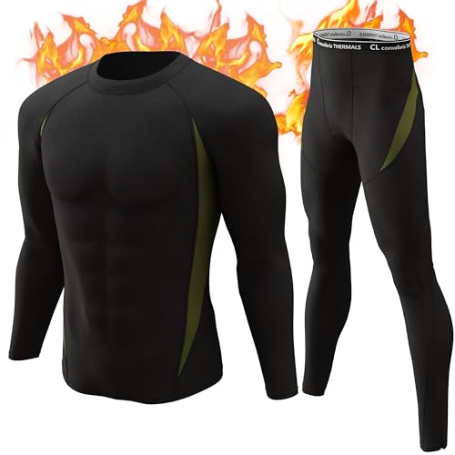 CL convallaria Thermounterwäsche Herren Atmungsaktiv Thermoaktiv Funktionsunterwäsche Innenfleece Skiunterwäsche Weich Thermo Unterwäsche Set Wärme Manner Lange Unterwäsche Sport Stil von CL convallaria