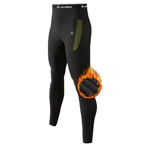 CL convallaria 1er Pack Lange Unterhose Herren Innenfleece Thermo-Unterhose Männer Skiunterwäsche Thermounterwäsche Funktionsunterwäsche für Winter von CL convallaria