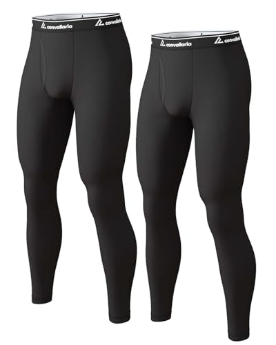 CL convallaria 2er Pack Thermo Unterhose Herren Lange Unterhosen Männer Innenfleece Thermounterwäsche Funktionsunterwäsche Skiunterwäsche für Winter von CL convallaria