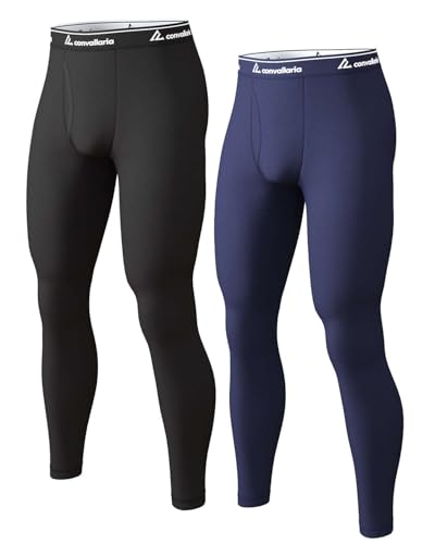 CL convallaria 2er Pack Thermo Unterhose Herren Lange Unterhosen Männer Innenfleece Thermounterwäsche Funktionsunterwäsche Skiunterwäsche für Winter von CL convallaria